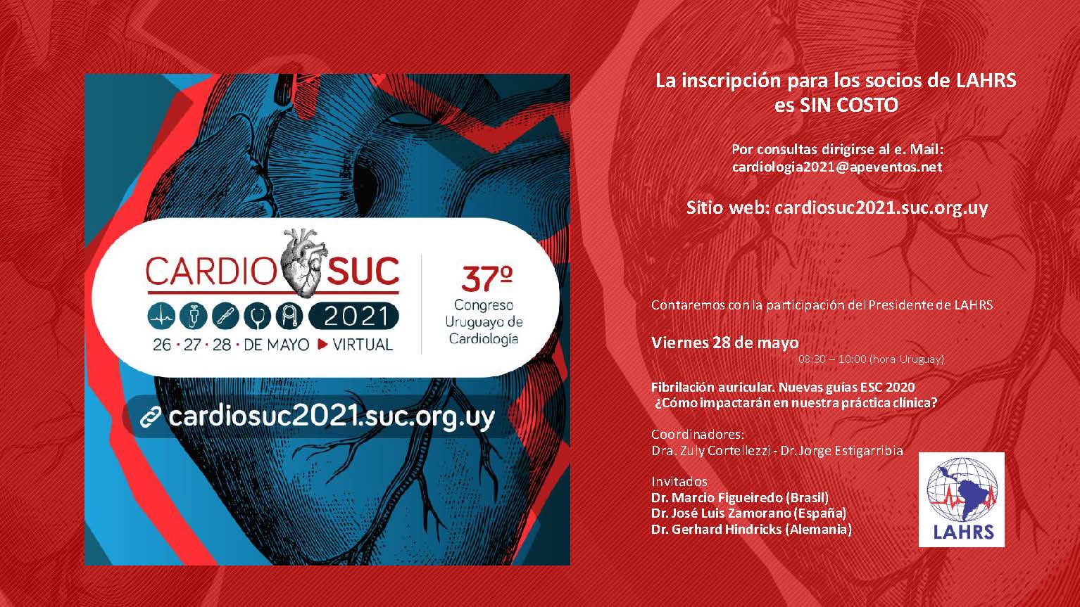 Cupos limitados: los miembros de LAHRS tienen inscripción gratuita en 37º Congreso Uruguayo de Cardiología